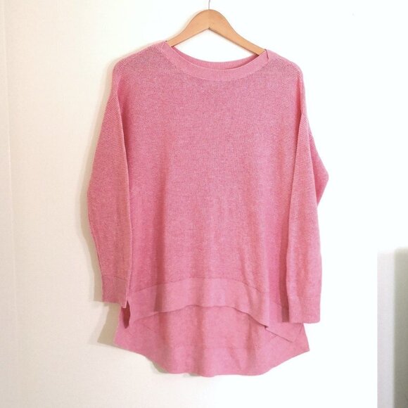 New Lou & Grey 100% Cotton High Low Side Slit Sweater Signature Soft Pink Size S - Picture 1 of 7